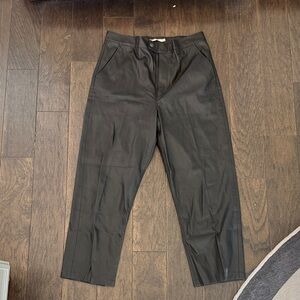Black Straight-Leg Faux Leather Levi’s Trousers
